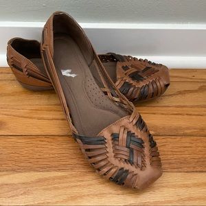 Natural Soul Leather Weave Flats Size 9.5